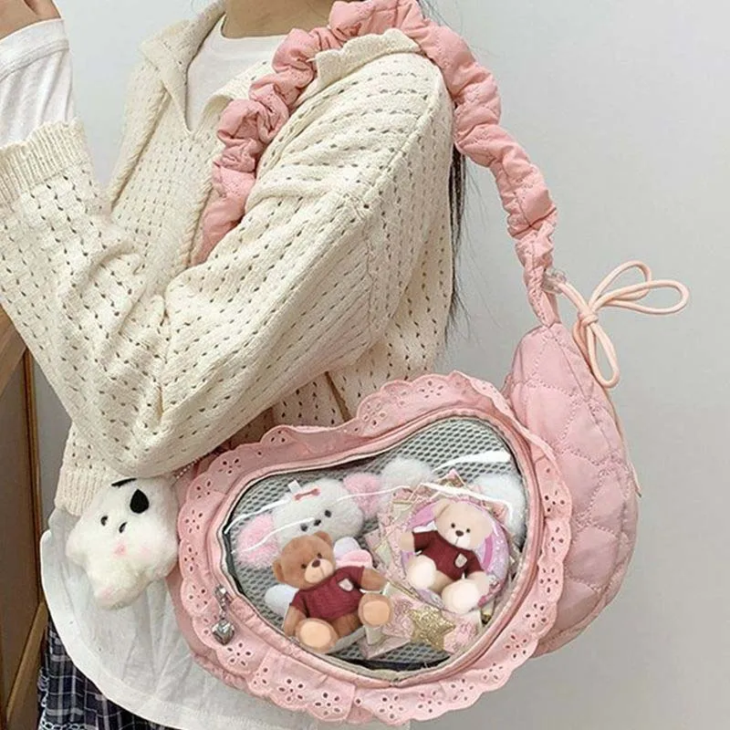 2025 Y2k Pink Cute Womens Shoulder Bag Pleated Love Heart Lolita Jk Ita Bag Drawstring Ballet Style Sweet Female Crossbody Bag
2025 Y2k Pink Cute Womens Shoulder Bag Pleated Love Heart Lolita Jk Ita Bag Drawstring Ballet Style Sweet Female Crossbody Bag
