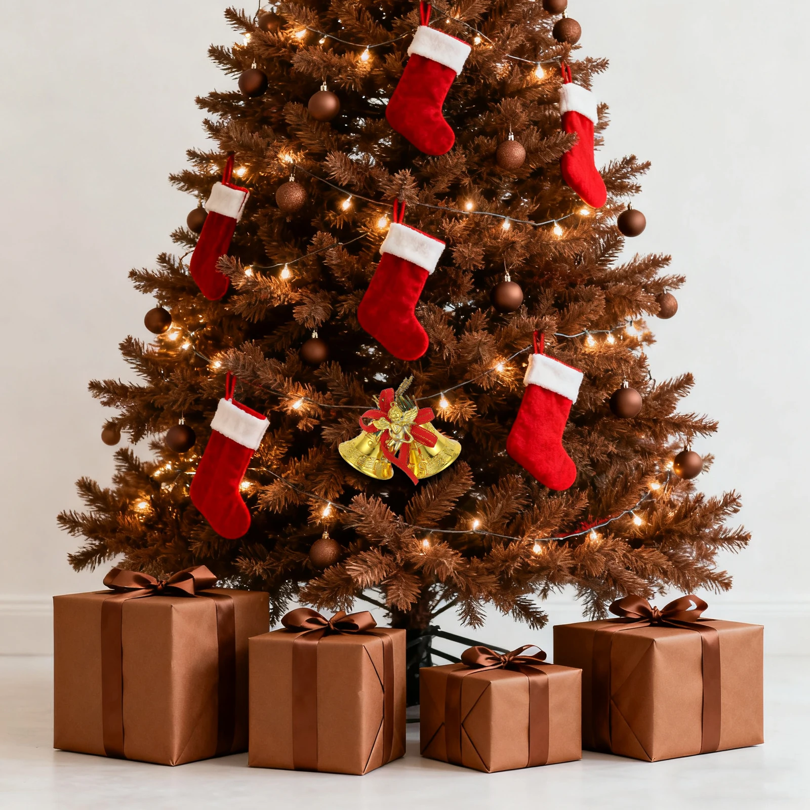 8Pcs Christmas Bell Pendants Golden Plastic Mini Bells 4.5cm Shatterproof Red Bow Decorations for Xmas Tree Garland Wreath
8Pcs Christmas Bell Pendants Golden Plastic Mini Bells 4.5cm Shatterproof Red Bow Decorations for Xmas Tree Garland Wreath