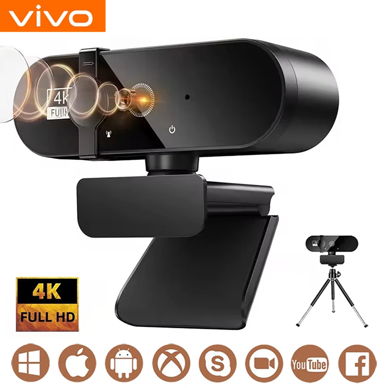 Веб-камера VIVO 4K, мини-камера 1080P, 2K Full HD, веб-камера с микрофоном, 30 кадров в секунду, USB-веб-камера для автофокуса, ПК, ноутбука, видеосъемки
Веб-камера VIVO 4K, мини-камера 1080P, 2K Full HD, веб-камера с микрофоном, 30 кадров в секунду, USB-веб-камера для автофокуса, ПК, ноутбука, видеосъемки