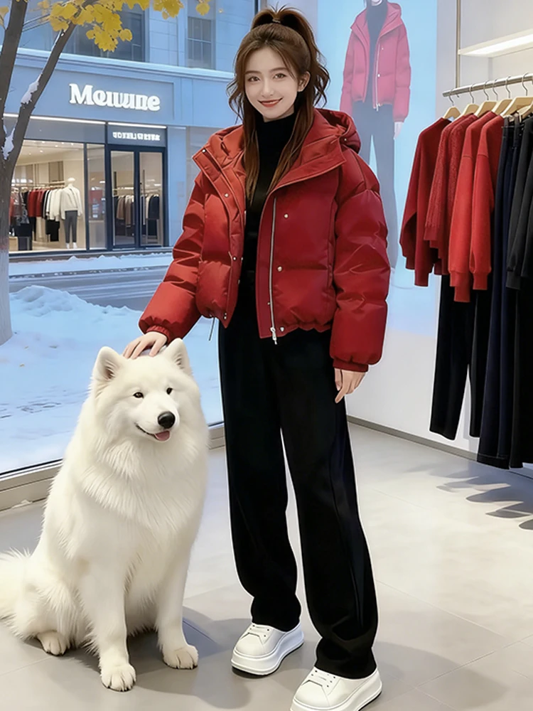 Ladies Thiened Fce Lined Hooded down Jaet Warm Cozy Winter Outerwear Korean Sle Loose Fit Polyester Fiber Fill
Ladies Thiened Fce Lined Hooded down Jaet Warm Cozy Winter Outerwear Korean Sle Loose Fit Polyester Fiber Fill