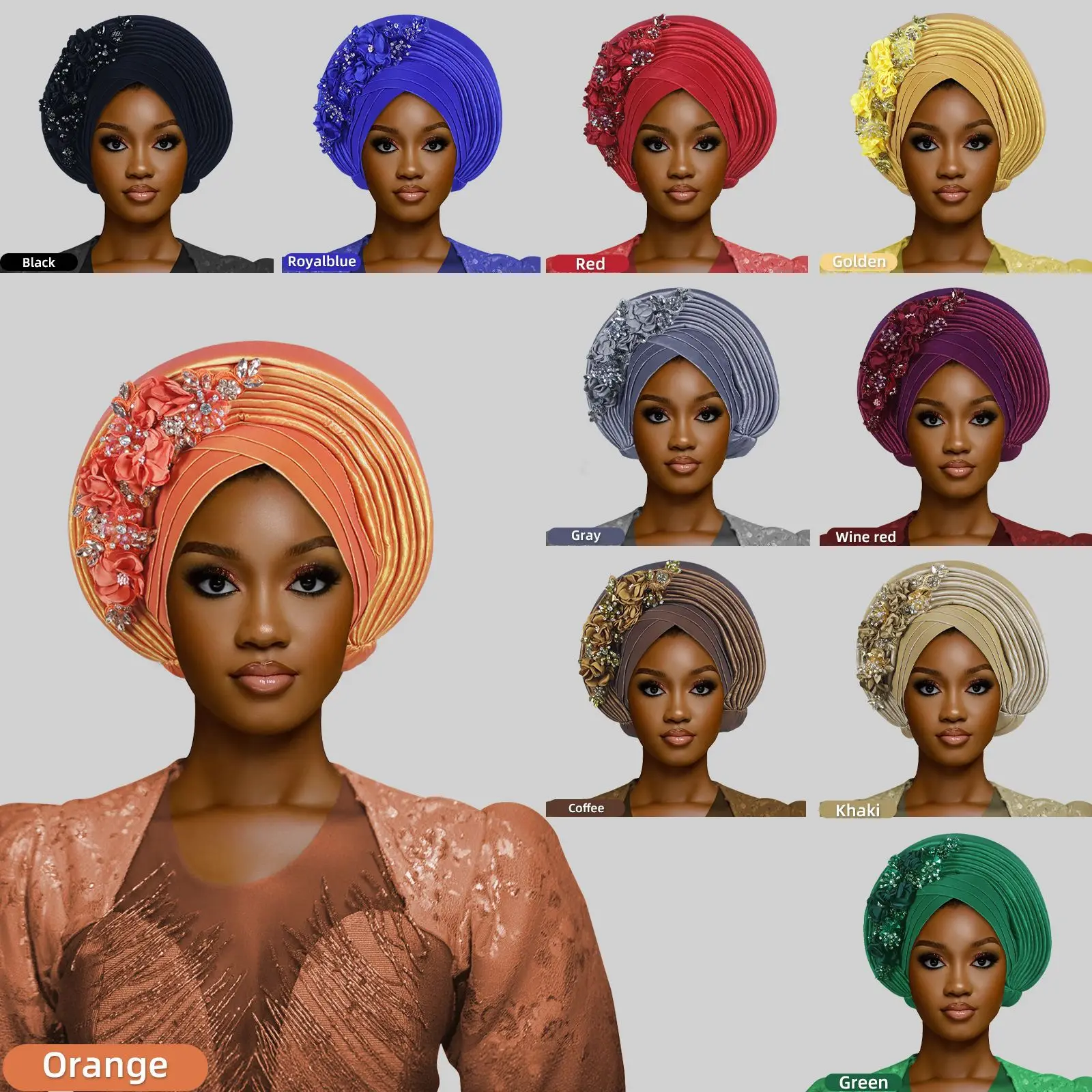 Fashion New African Headtie Turban Nigeria Head Ties with Flowers Already Made Auto Gele Women Head Wraps for Wedding Party
Fashion New African Headtie Turban Nigeria Head Ties with Flowers Already Made Auto Gele Women Head Wraps for Wedding Party