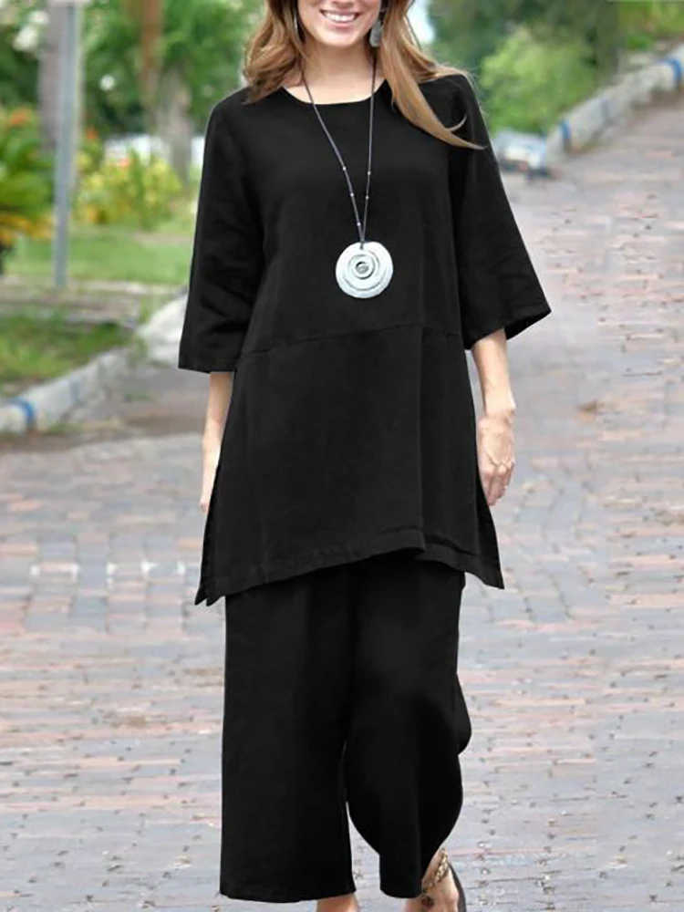 2023 Spring Summer Loose Loungewear Outfit Women Solid Cotton Linen Three Quarter Sleeve Pullover Top 2PCS Ladies Matching Sets
2023 Spring Summer Loose Loungewear Outfit Women Solid Cotton Linen Three Quarter Sleeve Pullover Top 2PCS Ladies Matching Sets