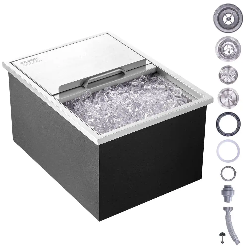Stainless Steel Commercial Outdoor Ice Chest 24Lx18Wx13H Sliding Cover 409Qt for cold Storage Wine Beer
Stainless Steel Commercial Outdoor Ice Chest 24Lx18Wx13H Sliding Cover 409Qt for cold Storage Wine Beer