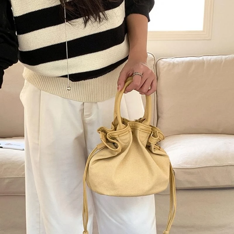 A3PE Women Bag Korean Styles Canvas Bag Drawstring Handbag All-Matching Top Handle Bag Shopping Bag Solid Color Bucket Bag
A3PE Women Bag Korean Styles Canvas Bag Drawstring Handbag All-Matching Top Handle Bag Shopping Bag Solid Color Bucket Bag