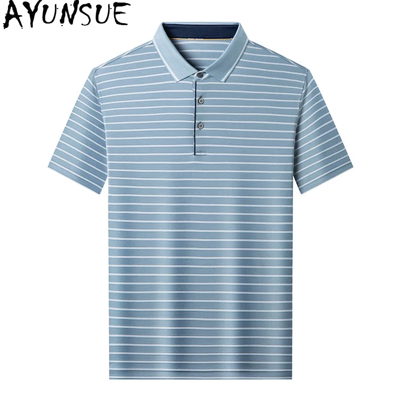 AYUNSUE 100% Mulberry Silk Polo T Shirt for Man 2025 Summer Short Sleeve Top Business Loose Striped T Shirts No-iron Polo Homme
AYUNSUE 100% Mulberry Silk Polo T Shirt for Man 2025 Summer Short Sleeve Top Business Loose Striped T Shirts No-iron Polo Homme