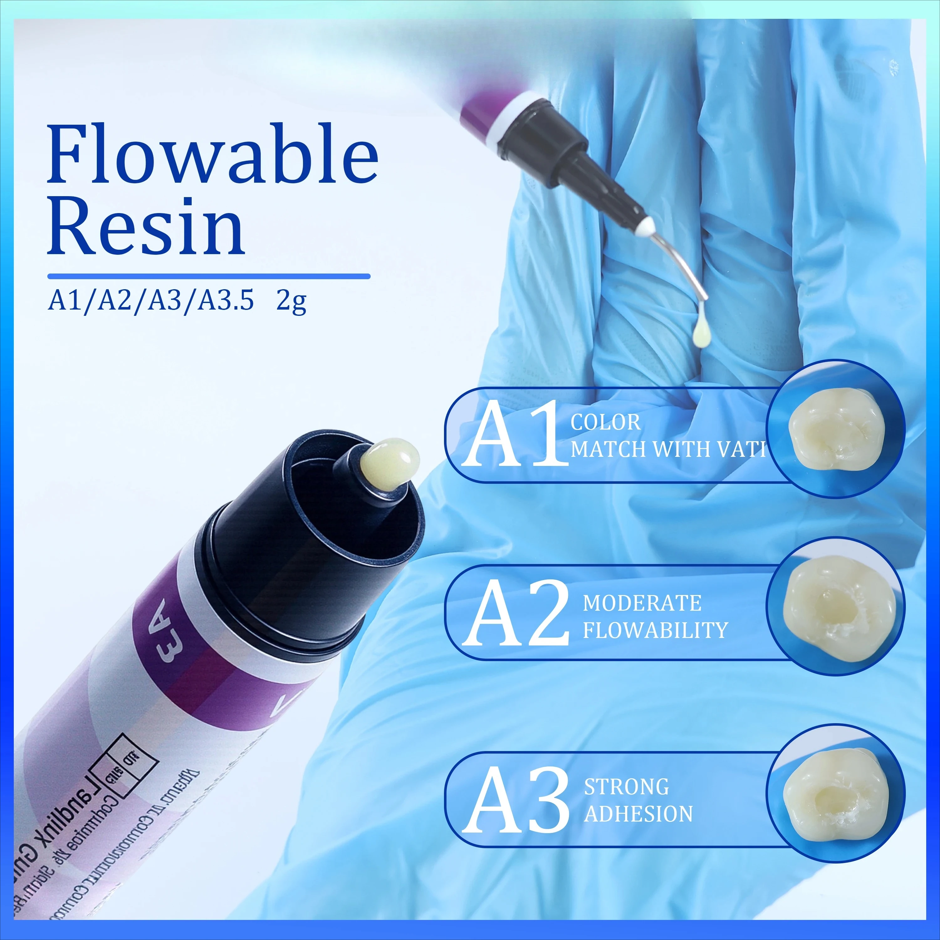 Dentsy Dental Resin Light-Curable Flowable A1 A2 A3 A3.5 Composite Resin Etch Gel Adhesive Oral Filling Tools
Dentsy Dental Resin Light-Curable Flowable A1 A2 A3 A3.5 Composite Resin Etch Gel Adhesive Oral Filling Tools