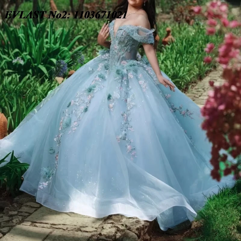 EVLAST индивидуальное блестящее мятное платье Quinceanera, бальное платье с 3D цветочной аппликацией, корсет с бисером, Sweet 16, Vestidos De 15 Anos E2Q36
EVLAST индивидуальное блестящее мятное платье Quinceanera, бальное платье с 3D цветочной аппликацией, корсет с бисером, Sweet 16, Vestidos De 15 Anos E2Q36
