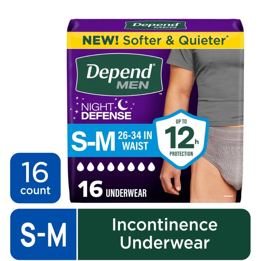 Night Defense Incontinence Underwear for Men, Adult Diapers, S/M, 16 Count
Night Defense Incontinence Underwear for Men, Adult Diapers, S/M, 16 Count