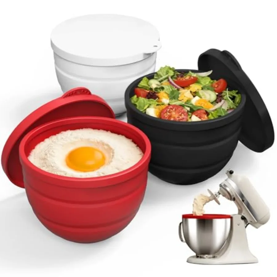 3-Pack Silicone Bowl Liners and Lids for KitchenAid Tilt-Head 5 Qt Stand Mixers Dishwasher Safe Heat and Cold Resistant Mixing
3-Pack Silicone Bowl Liners and Lids for KitchenAid Tilt-Head 5 Qt Stand Mixers Dishwasher Safe Heat and Cold Resistant Mixing