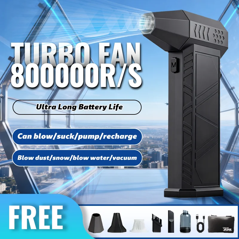 800000RPM New X9 Air Blower Powerful Violent Fan Vacuum Dust Cleaner Type-C Charging Strong Winds Brushless Turbo Blower Dryer
800000RPM New X9 Air Blower Powerful Violent Fan Vacuum Dust Cleaner Type-C Charging Strong Winds Brushless Turbo Blower Dryer