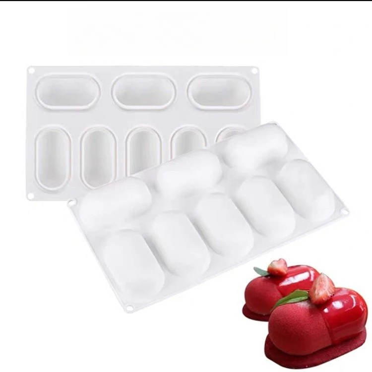 8-hole Oval Pillow Mousse Cake Mold Baking DIY Cake Fondant Silicone Mold Pastry Baking Tools Cake Decoration Accessories
8-hole Oval Pillow Mousse Cake Mold Baking DIY Cake Fondant Silicone Mold Pastry Baking Tools Cake Decoration Accessories