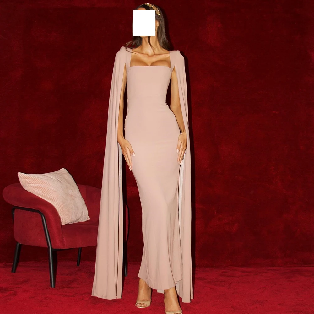 Exquisite Straight Pink Ankle Length Square Neck Jersey Long Sleeves Evening Dress Sexy Pleats Saudi Arabia Prom Grows Women
Exquisite Straight Pink Ankle Length Square Neck Jersey Long Sleeves Evening Dress Sexy Pleats Saudi Arabia Prom Grows Women