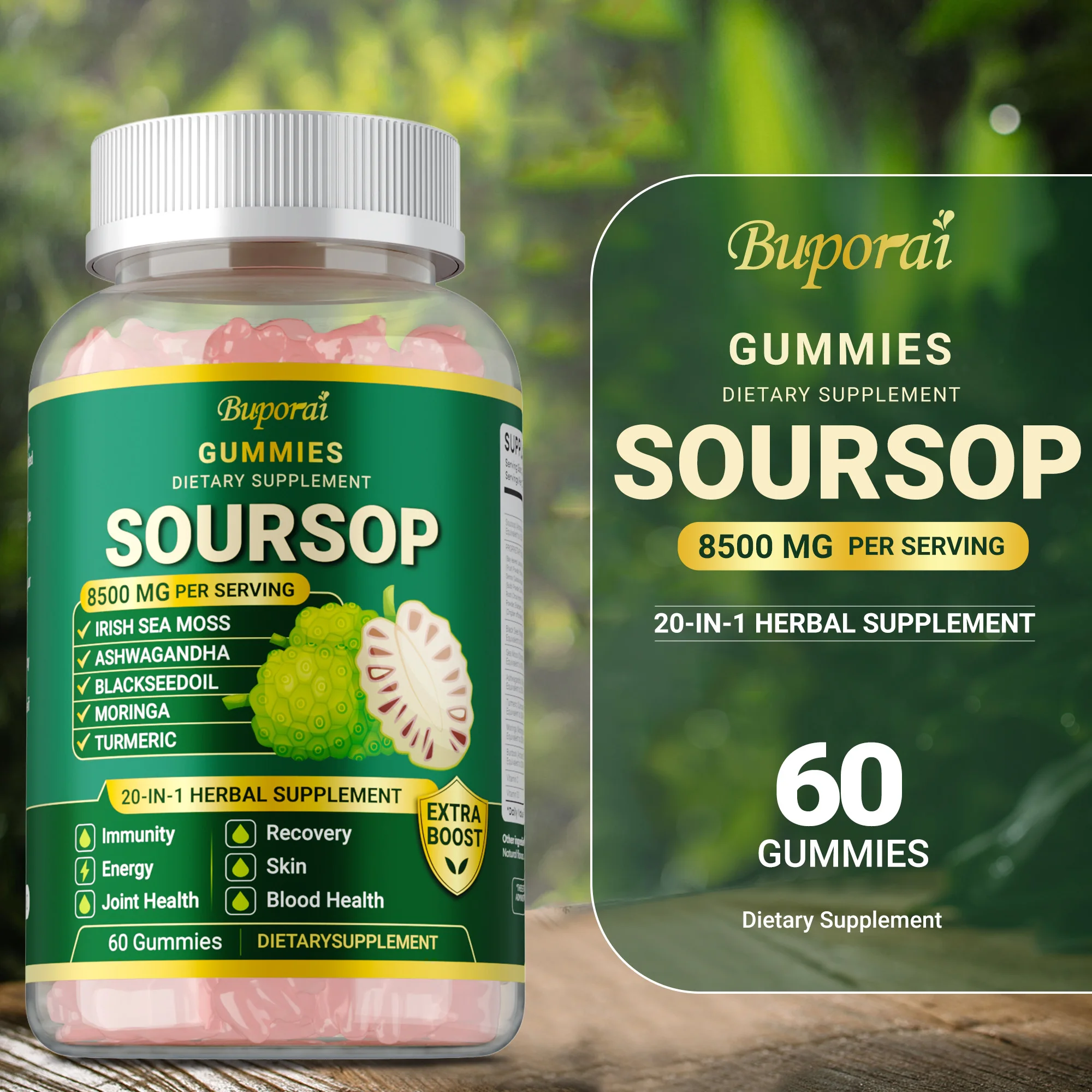 Soursop Gummies - for Natural Antioxidant, Cell Support & Regeneration, Immune Boost, Rich in Multivitamin
Soursop Gummies - for Natural Antioxidant, Cell Support & Regeneration, Immune Boost, Rich in Multivitamin