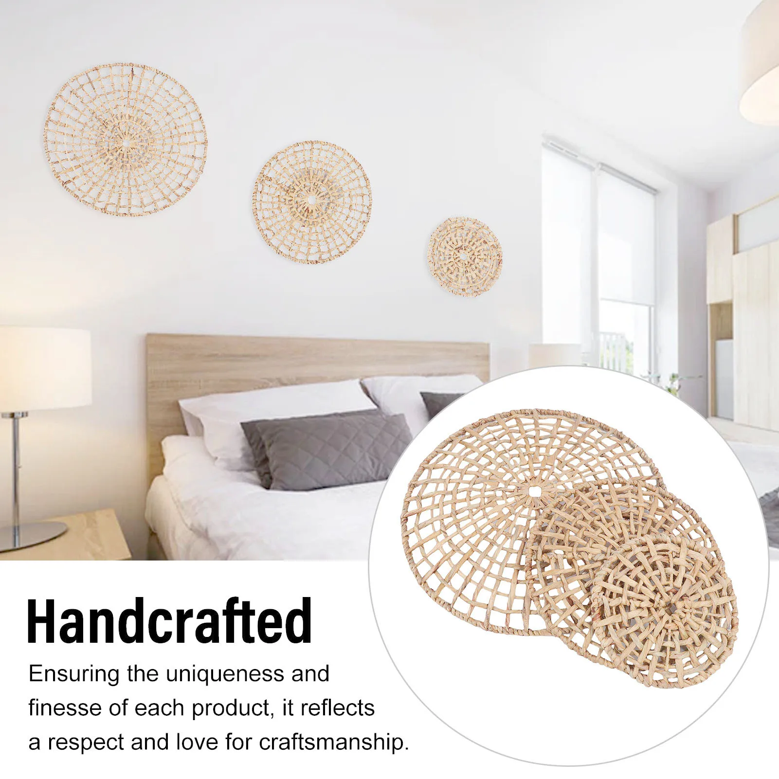 3pcs Wall Basket Decor 50cm 35cm 25cm Diameter 3D Design Handmade Round Rattan Woven Wall Ornament For Home
3pcs Wall Basket Decor 50cm 35cm 25cm Diameter 3D Design Handmade Round Rattan Woven Wall Ornament For Home