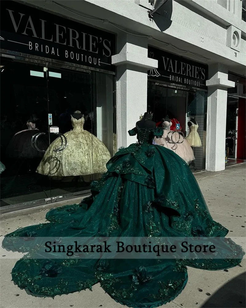Princess Emerald Green Off Shoulder Ball Gown Quinceanera Dress Beads Birthday Party Flowers Sweet 16 Dress Vestidos Customized
Princess Emerald Green Off Shoulder Ball Gown Quinceanera Dress Beads Birthday Party Flowers Sweet 16 Dress Vestidos Customized