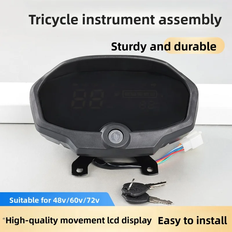 Three-wheeler motorcycle LCD instrument panel, suitable for 48V, 60V, 72V, with battery level, speed and mileage display.
Three-wheeler motorcycle LCD instrument panel, suitable for 48V, 60V, 72V, with battery level, speed and mileage display.