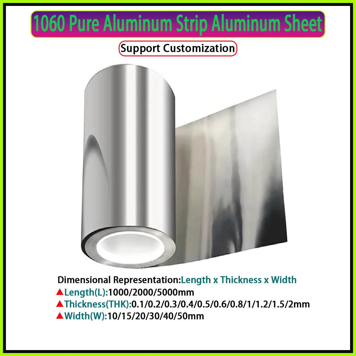 AL1060 Aluminum Strip Aluminium Foil Thin Sheet Plate Thk:0.1/0.2/0.3/0.4/0.5/0.6/0.8/1/1.2/1.5/2mm W10/15/20/30/40/50mm L1/2/5m
AL1060 Aluminum Strip Aluminium Foil Thin Sheet Plate Thk:0.1/0.2/0.3/0.4/0.5/0.6/0.8/1/1.2/1.5/2mm W10/15/20/30/40/50mm L1/2/5m