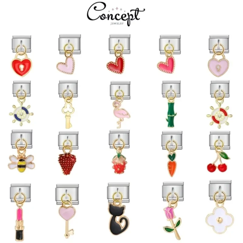 CONCEPT New Women's 9mm Itanlian Elastic Love Lipstick Fruit Flower Charms Fashion Steel Stainless Modular Bracelet Jewelry Gif
CONCEPT New Women's 9mm Itanlian Elastic Love Lipstick Fruit Flower Charms Fashion Steel Stainless Modular Bracelet Jewelry Gif