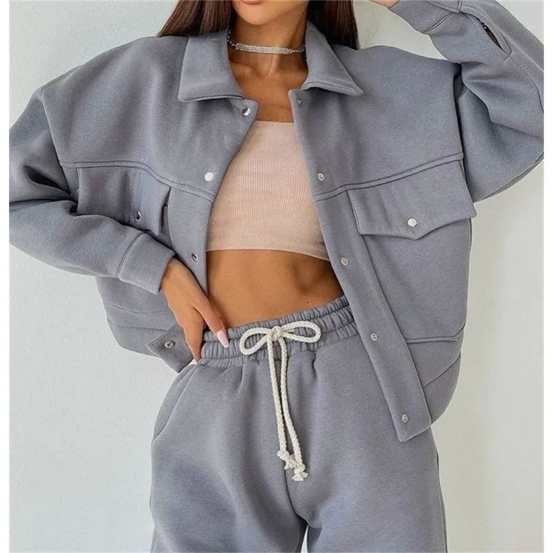 Wepbel Women Short Jackets Elastic Waist Pants Casual Long-Sleeved Outwear Single-Breasted Coat Sweatshirt Two-Piece Suit Pants
Wepbel Women Short Jackets Elastic Waist Pants Casual Long-Sleeved Outwear Single-Breasted Coat Sweatshirt Two-Piece Suit Pants