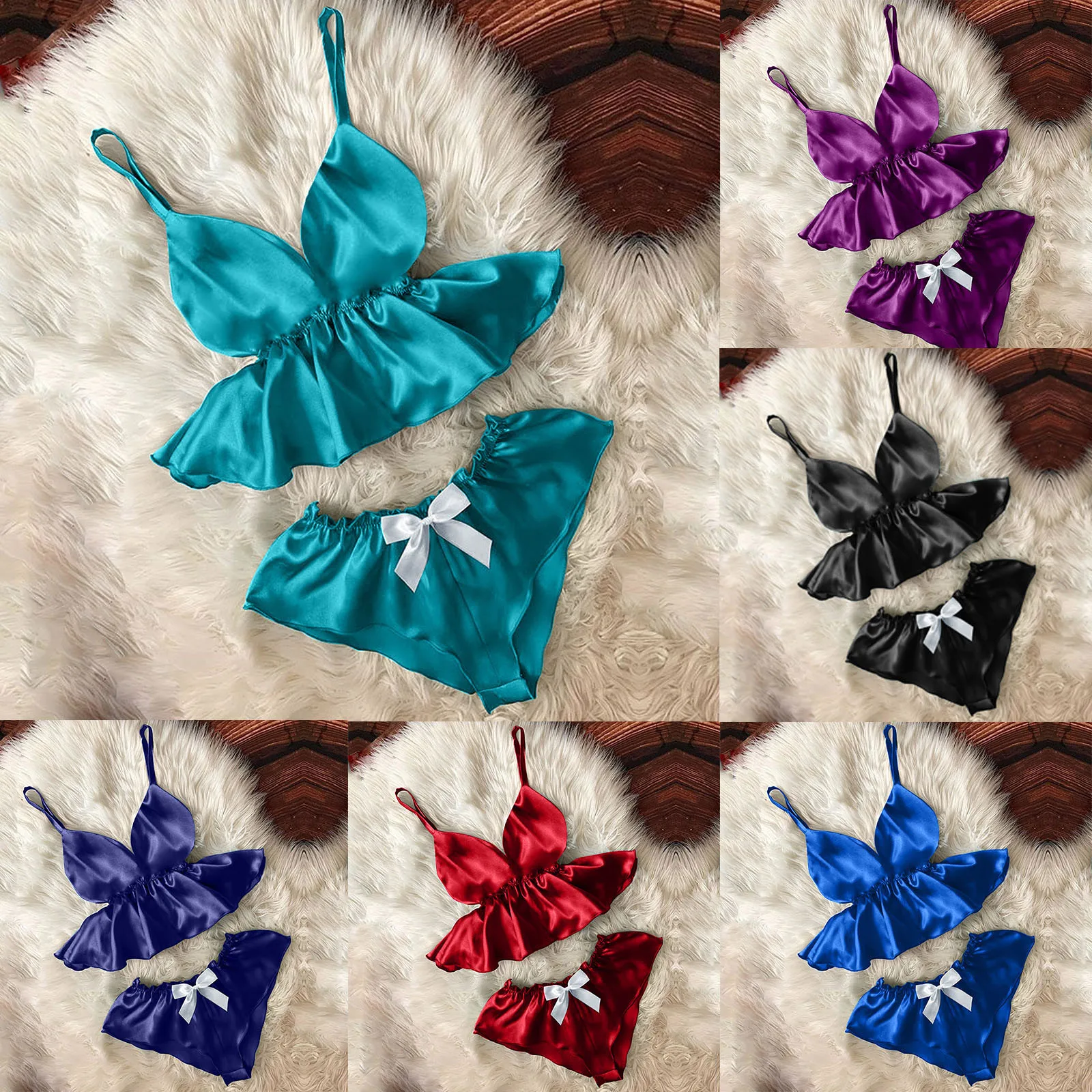 Women Set Bowknot Lace Shorts Camisole Pajamas Stain Sexy V Lingerie with Stockings Sexy Nighties for Women Christmas
Women Set Bowknot Lace Shorts Camisole Pajamas Stain Sexy V Lingerie with Stockings Sexy Nighties for Women Christmas