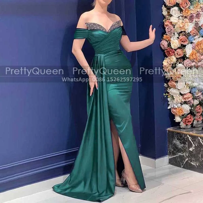 Customized Beads Off Shoulder Prom Dresses With Streamer Long Mermaid Side Split Emerald Green Trumpet Pageant Dress Formal Gown
Customized Beads Off Shoulder Prom Dresses With Streamer Long Mermaid Side Split Emerald Green Trumpet Pageant Dress Formal Gown