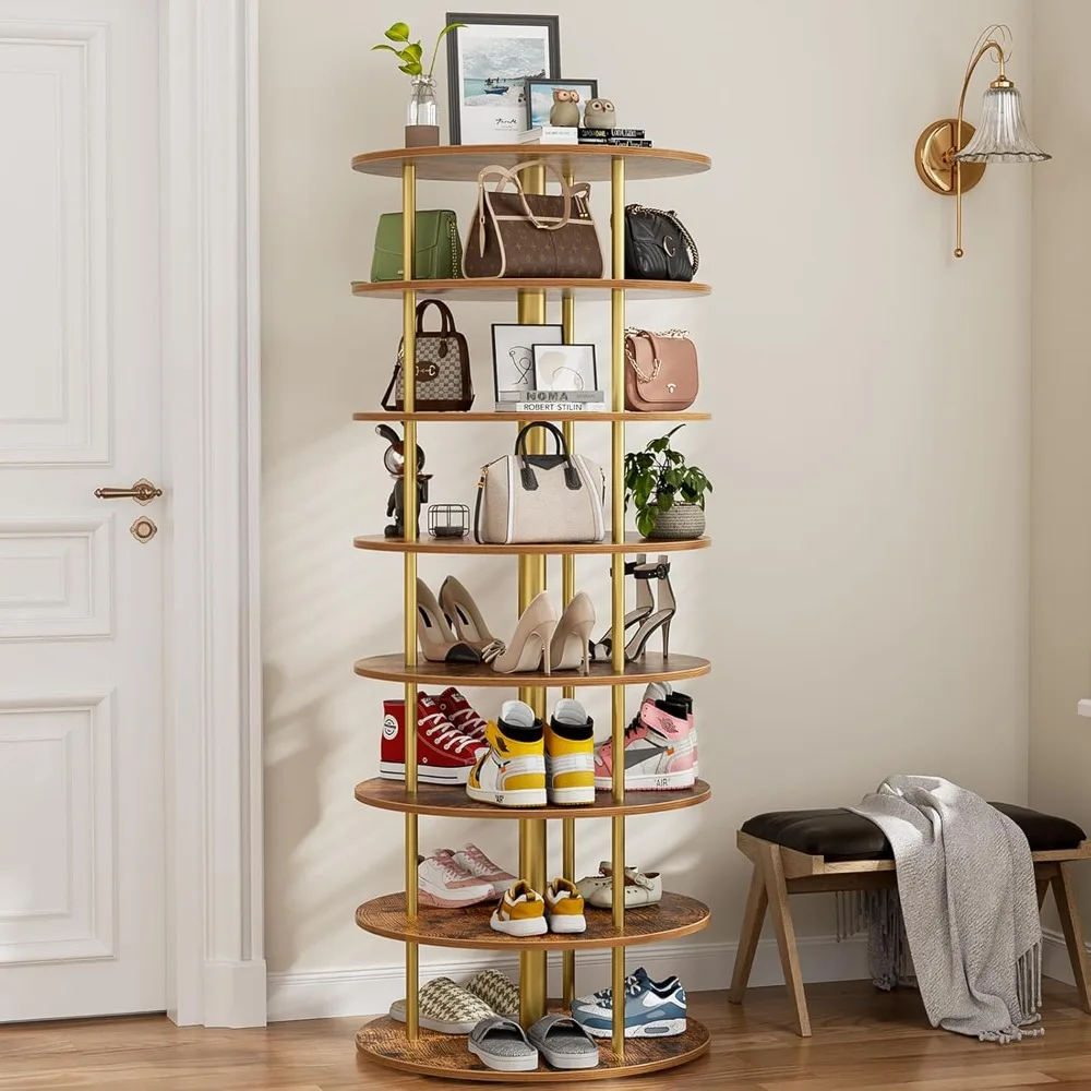 7-Tier Rotating Shoe Rack Tower with Anti-tip Fitting, 360 Spinning Rack with Steel Rods, Free Standing Round Shoe Rack, Lazy Su
7-Tier Rotating Shoe Rack Tower with Anti-tip Fitting, 360 Spinning Rack with Steel Rods, Free Standing Round Shoe Rack, Lazy Su