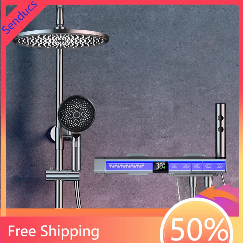 Thermostatic Piano Bathroom Shower Set 12 Inch Rainfall Shower Head Brass Bathroom Faucets Hot Cold Digital Bath Shower System
Thermostatic Piano Bathroom Shower Set 12 Inch Rainfall Shower Head Brass Bathroom Faucets Hot Cold Digital Bath Shower System