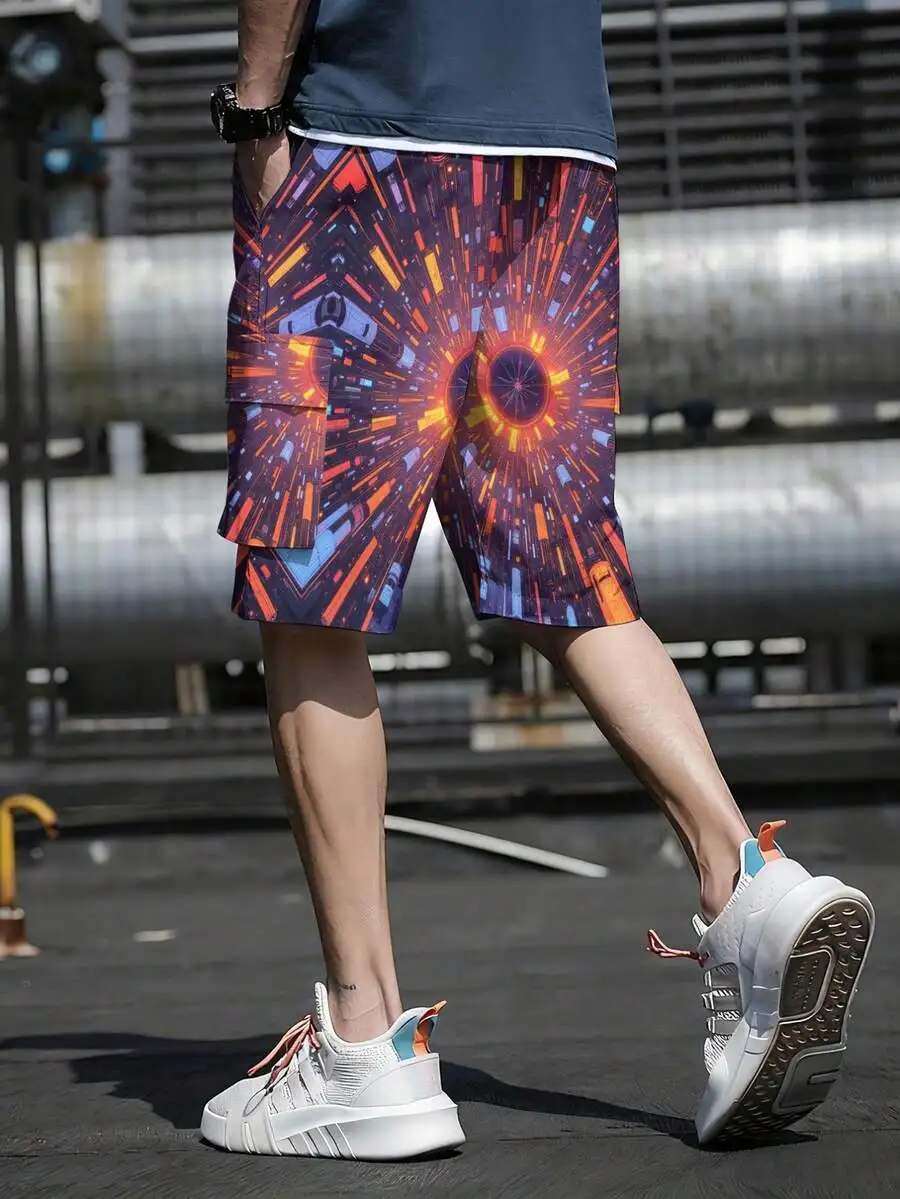 Mens Casual Sports Shorts With Nebula Print, Drawstring Pocket, Loose Fit, Polyester
Mens Casual Sports Shorts With Nebula Print, Drawstring Pocket, Loose Fit, Polyester