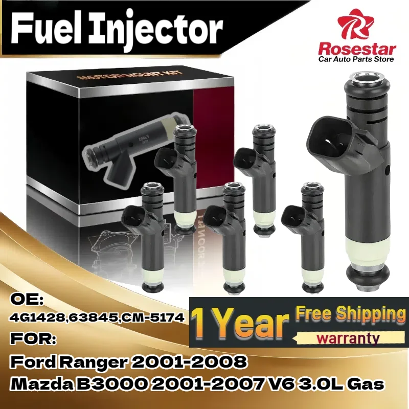 6Pcs Fuel Injector for Ford Ranger 2001-2008 Mazda B3000 2001-2007 V6 3.0LGas 800-1470N,4L5Z9F593A 1AMFI00030 2204-510865 4G1428
6Pcs Fuel Injector for Ford Ranger 2001-2008 Mazda B3000 2001-2007 V6 3.0LGas 800-1470N,4L5Z9F593A 1AMFI00030 2204-510865 4G1428