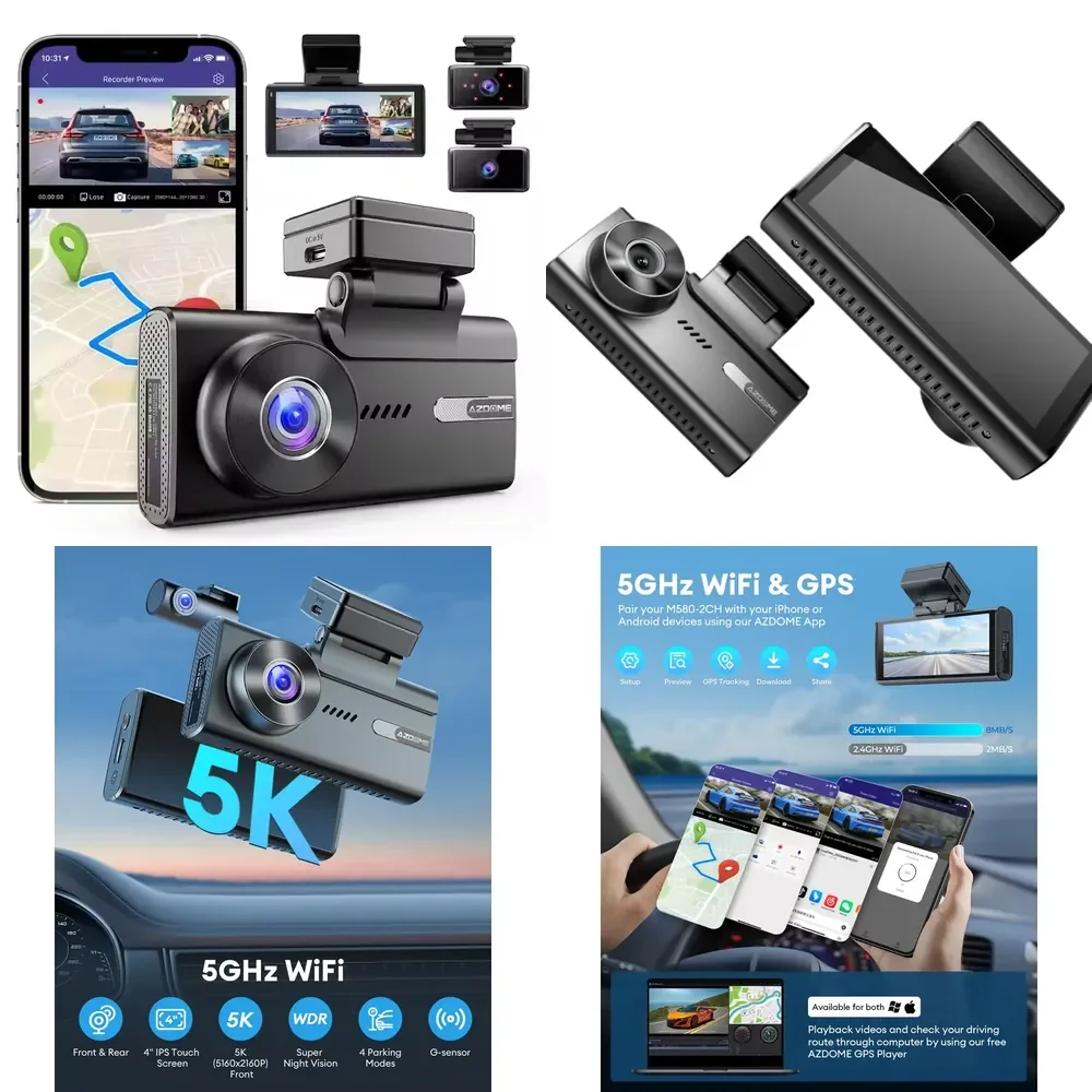 5K Dash Cam Vehicle Tracker 4-Inch 4K 3 Lens Car DVR with Dual Band 2.4G/5G Wifi Black Box 1 Year Warranty
5K Dash Cam Vehicle Tracker 4-Inch 4K 3 Lens Car DVR with Dual Band 2.4G/5G Wifi Black Box 1 Year Warranty
