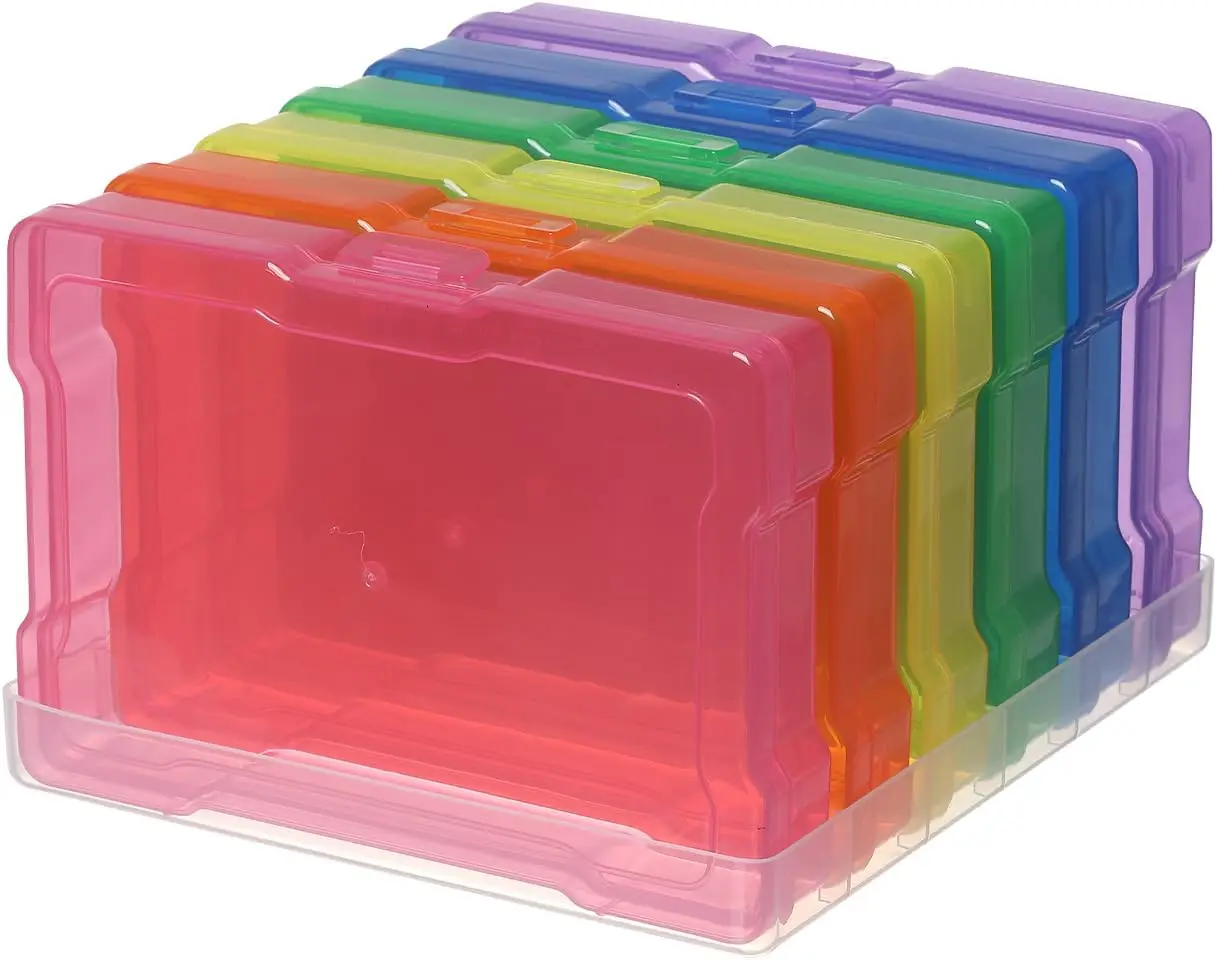6 Pack 4x6 Photo Storage Boxes with Lids - Multi-Colored Plastic Organizer Cases for Photos, Crafts, Cards & Scrapbooking
6 Pack 4x6 Photo Storage Boxes with Lids - Multi-Colored Plastic Organizer Cases for Photos, Crafts, Cards & Scrapbooking