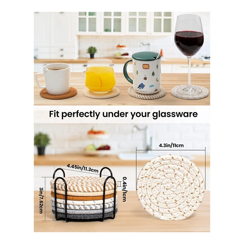 INW-0e4.3 Inch Drink Coasters with Holder Absorbent Coasters for Drinks Minimalist Cup Coasters Cotton Set Woven
INW-0e4.3 Inch Drink Coasters with Holder Absorbent Coasters for Drinks Minimalist Cup Coasters Cotton Set Woven