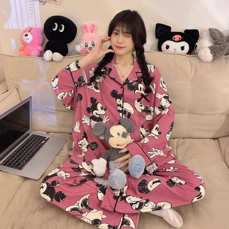 new Mickey Mouse Autumn Pajamas Lapel Long Sleeve Cartoon Casual Silk Pajamas Women's Loungewear Women's Pajamas with Chest Pads
new Mickey Mouse Autumn Pajamas Lapel Long Sleeve Cartoon Casual Silk Pajamas Women's Loungewear Women's Pajamas with Chest Pads