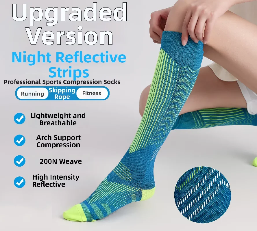 Professional Compression Socks for Sports, Fitness, Running, Compression Calf Socks with Reflective Stripes for Night Cycling
Professional Compression Socks for Sports, Fitness, Running, Compression Calf Socks with Reflective Stripes for Night Cycling