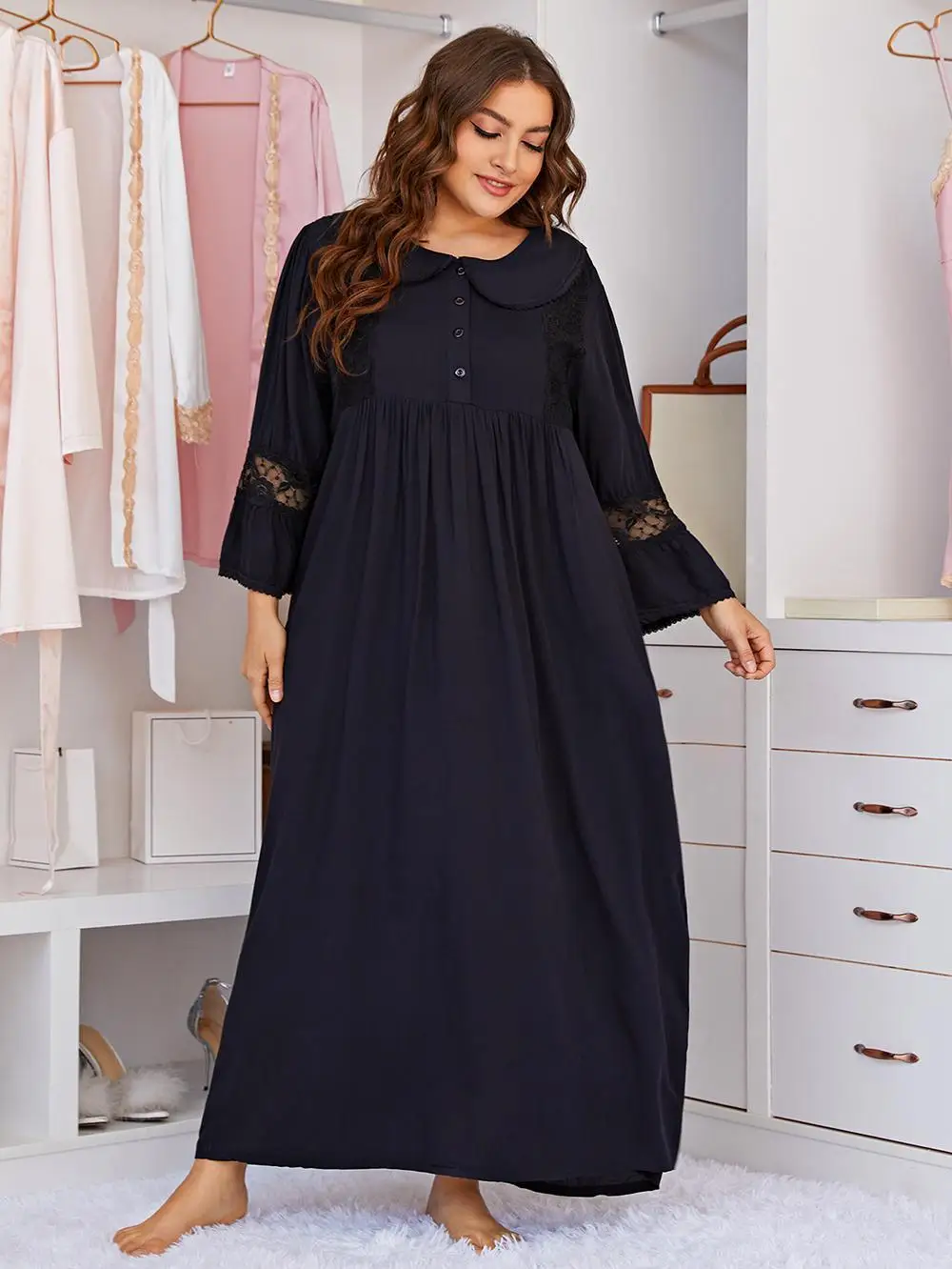 Large size nightgown women's long sleeves long lace home clothes Fat mm nightgown can be worn outside
Large size nightgown women's long sleeves long lace home clothes Fat mm nightgown can be worn outside
