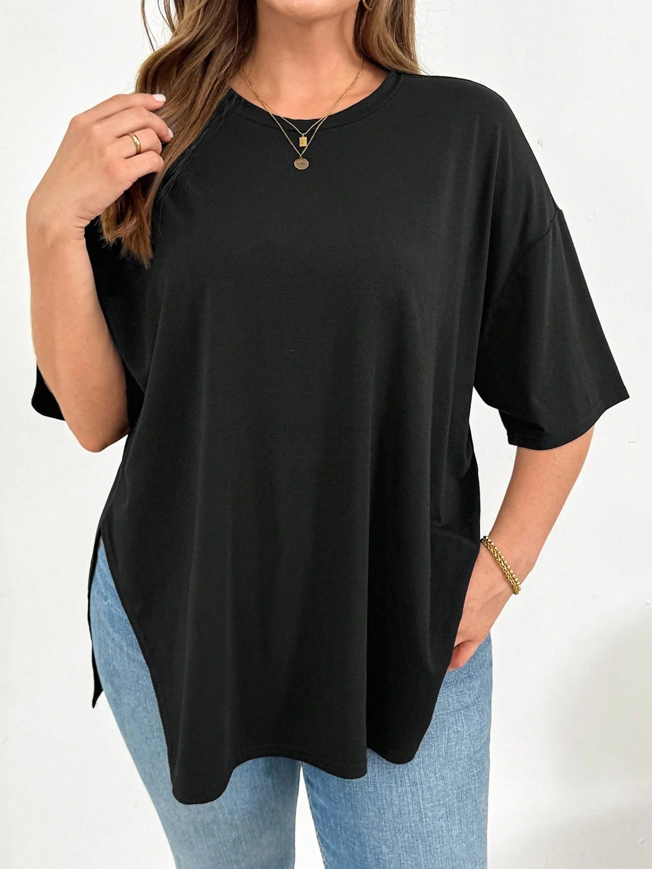 Plus Size Women Loose Black Hem Split Short Sleeve T-Shirt Casual Daily Top
Plus Size Women Loose Black Hem Split Short Sleeve T-Shirt Casual Daily Top