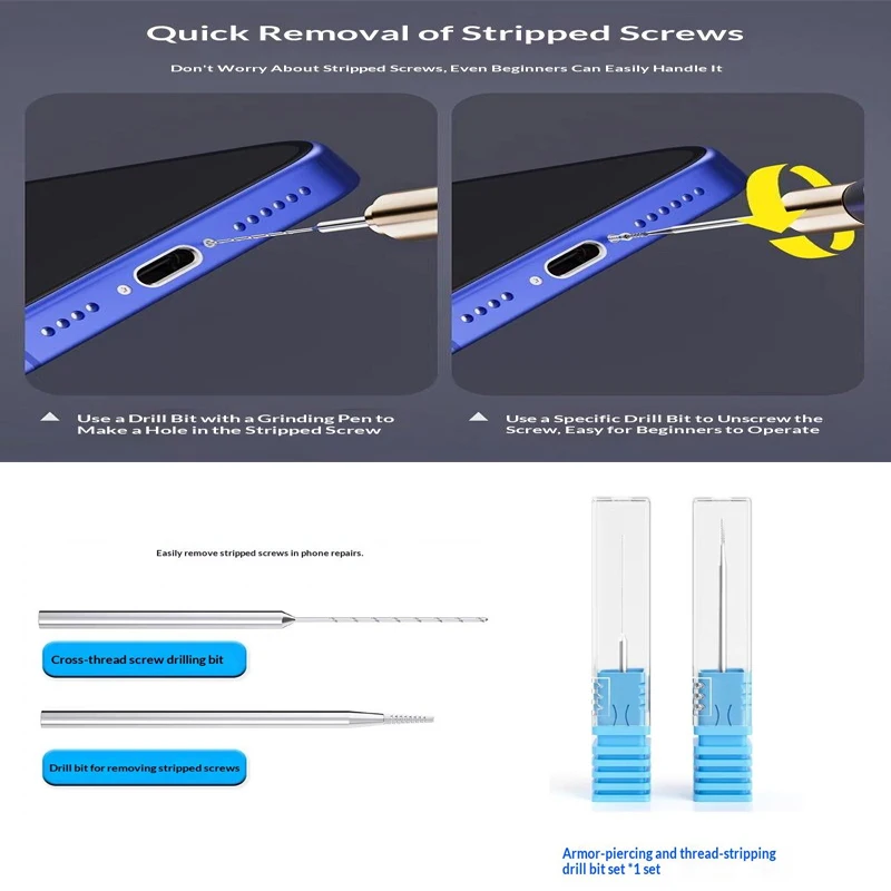 1/2Pcs Phone Repair Tool Metal Piercing And Sliding Drill Bit Quickly Remove The Slipped Screws Without Damaging The Frame
1/2Pcs Phone Repair Tool Metal Piercing And Sliding Drill Bit Quickly Remove The Slipped Screws Without Damaging The Frame