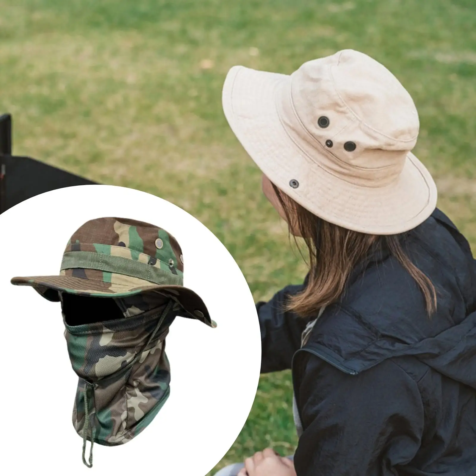 Breathable Polyester Bucket Hat with Face Mask Sunshade Hat for Nature Hike Camping Men Summer
Breathable Polyester Bucket Hat with Face Mask Sunshade Hat for Nature Hike Camping Men Summer