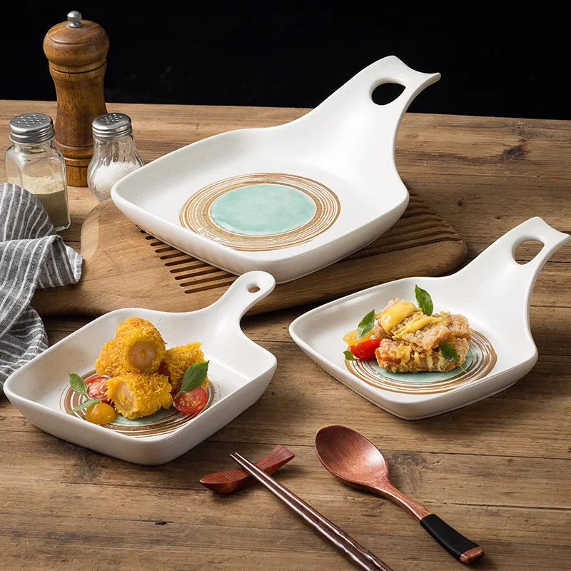 Japanese style single-handle plate, ceramic plate, household dumpling , restaurant creative dim sum plate, cheese
Japanese style single-handle plate, ceramic plate, household dumpling , restaurant creative dim sum plate, cheese