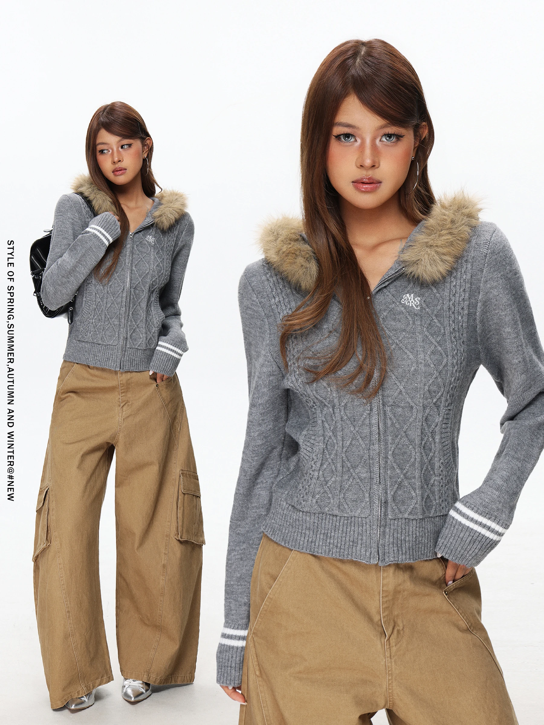 American Sle Slim Fit Hoodie Women's Spring Autumn Knitted Sweater with Fur Collar Casual Lazy Thinming Cardigan
American Sle Slim Fit Hoodie Women's Spring Autumn Knitted Sweater with Fur Collar Casual Lazy Thinming Cardigan