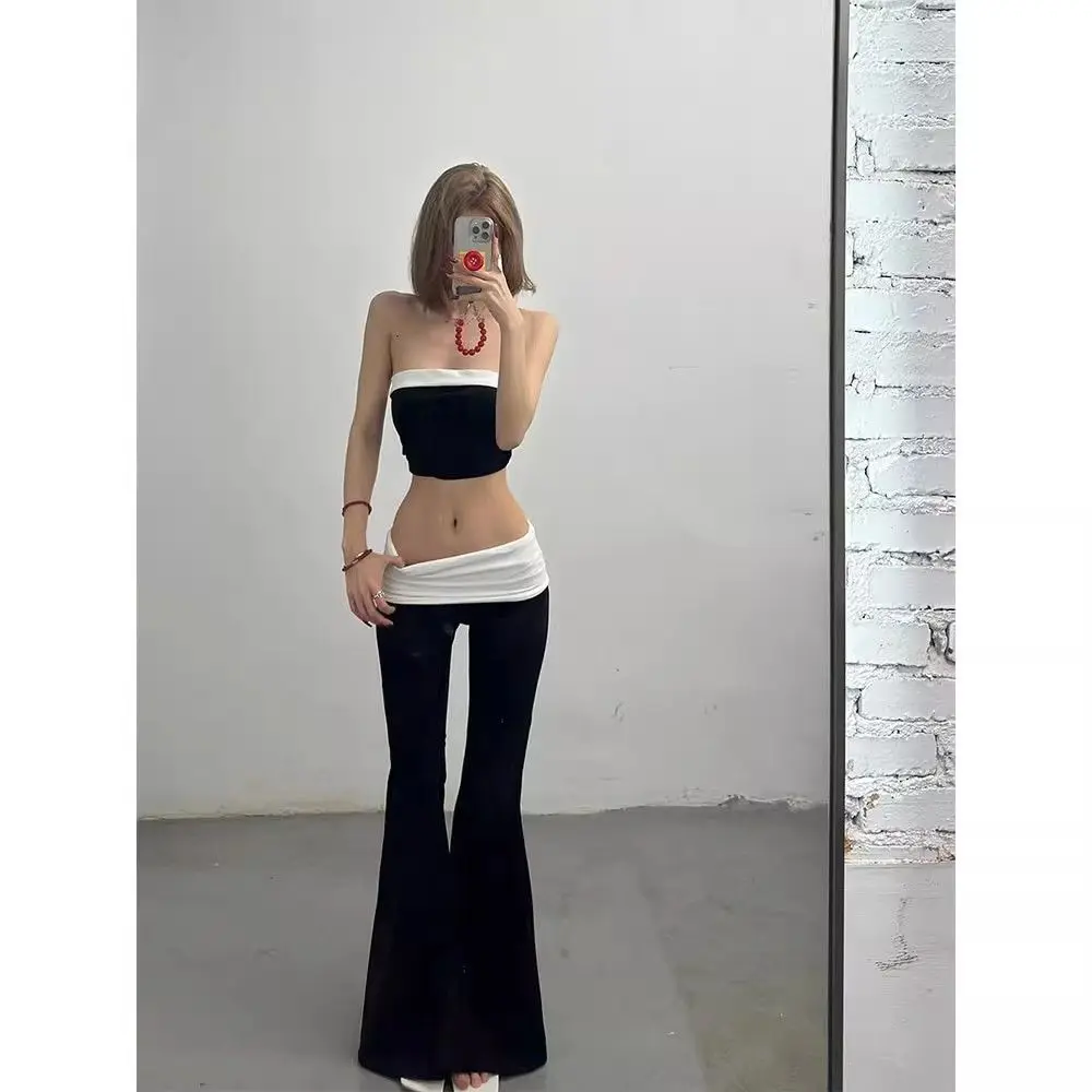 American Style Sexy Suit Women's Summer Black Strapless Short Jacket Casual Wide-leg Pants Two-piece Set Fashion Female Clothes
American Style Sexy Suit Women's Summer Black Strapless Short Jacket Casual Wide-leg Pants Two-piece Set Fashion Female Clothes