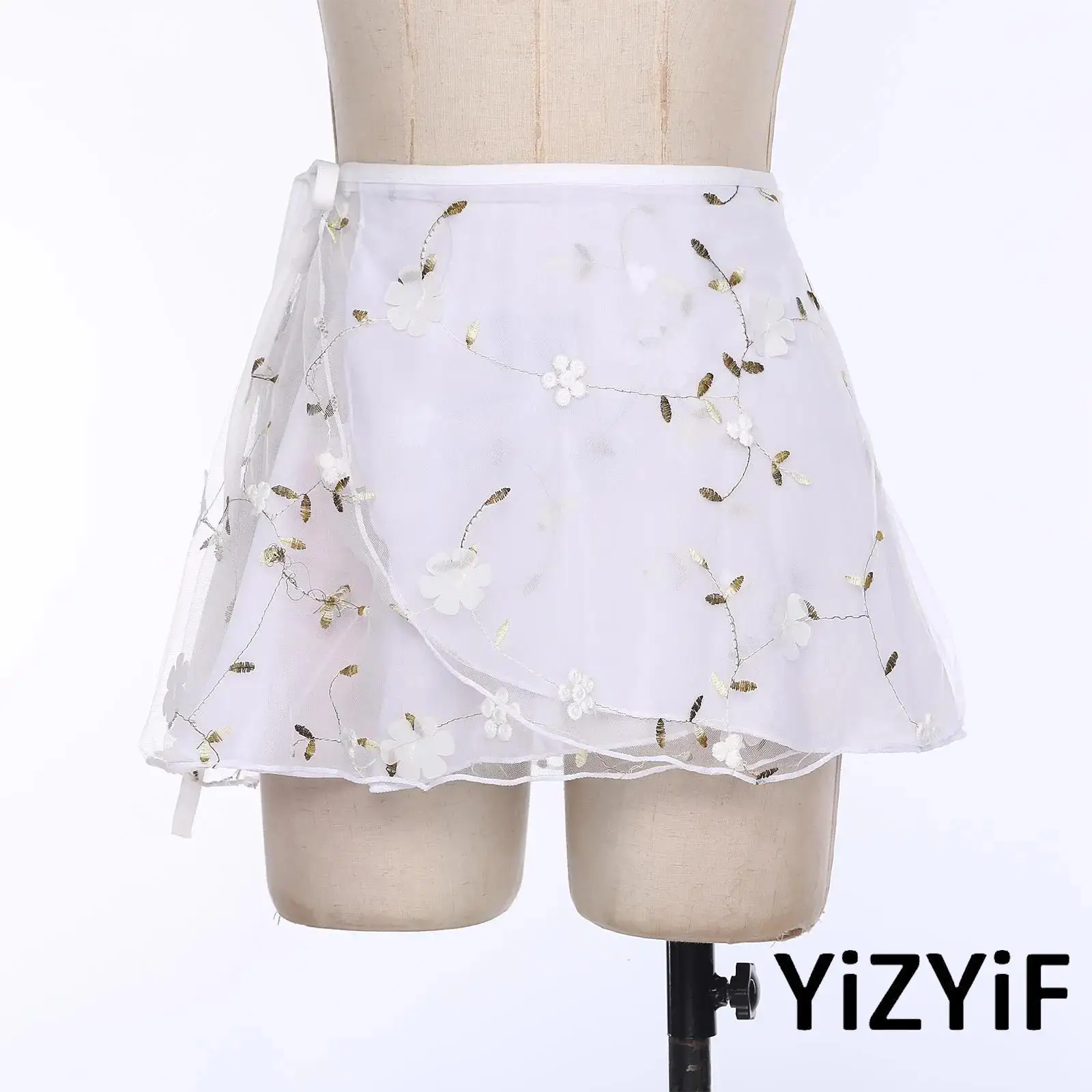 Womens Sheer Mesh Chiffon Mesh Adjustable Waist Tie Mini Skirt Layered Underskirt Transparent Flower Embroidery Sexy Beachwear
Womens Sheer Mesh Chiffon Mesh Adjustable Waist Tie Mini Skirt Layered Underskirt Transparent Flower Embroidery Sexy Beachwear