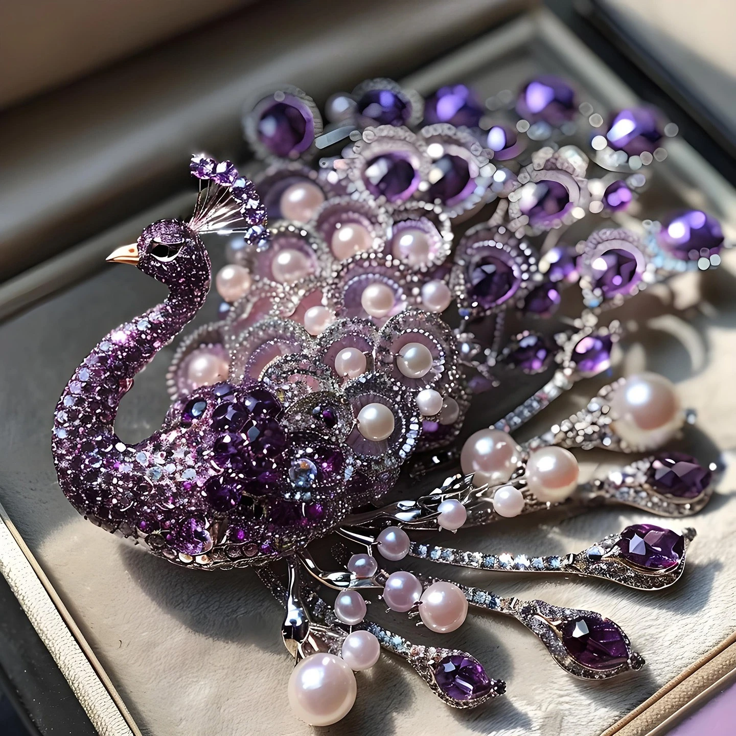 Original design natural freshwater pearl purple peacock corsage, fashionable and exquisite light luxury clothing accessories
Original design natural freshwater pearl purple peacock corsage, fashionable and exquisite light luxury clothing accessories