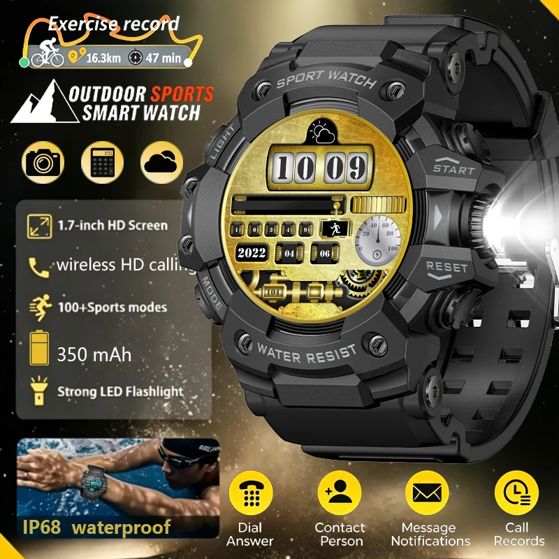Outdoor Sports Smart Watch | IP68 Waterproof, Bluetooth Call, LED Flashlight, 100+ Sport Modes Fitness Tracker
Outdoor Sports Smart Watch | IP68 Waterproof, Bluetooth Call, LED Flashlight, 100+ Sport Modes Fitness Tracker