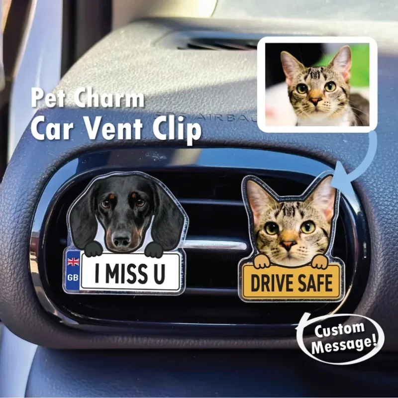 Custom Pet Photo Car Air Vent Clip Personalized Dog Cat Portrait Acrylic Car Customized Pet Picture Auto Interior Ornament Gift
Custom Pet Photo Car Air Vent Clip Personalized Dog Cat Portrait Acrylic Car Customized Pet Picture Auto Interior Ornament Gift