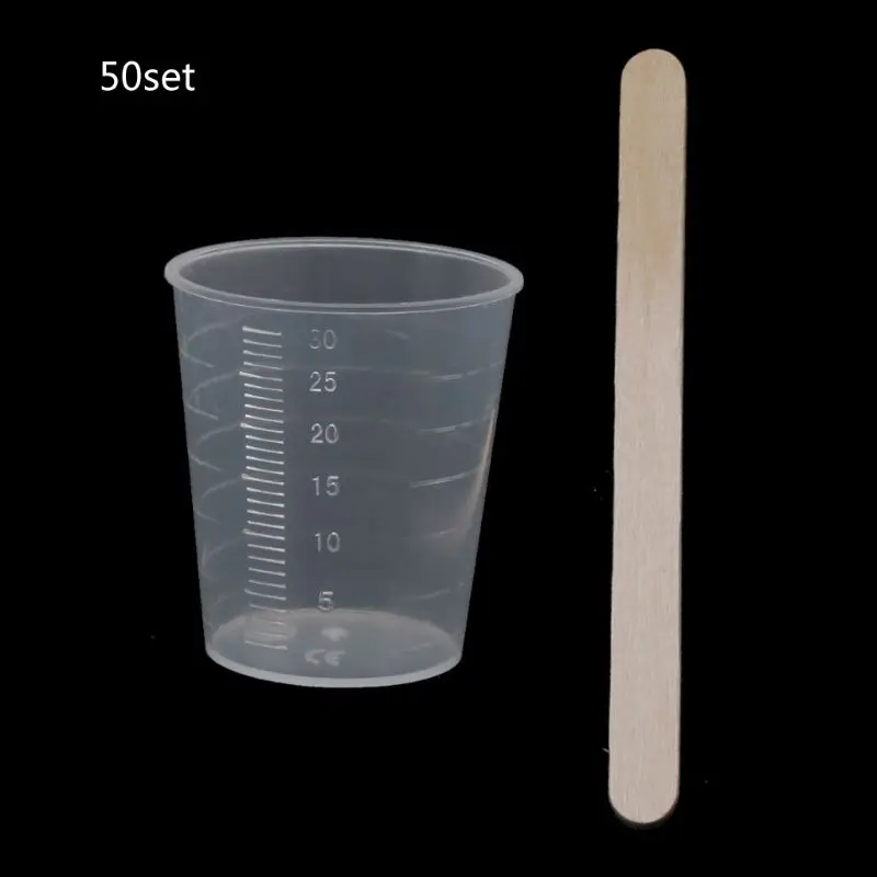 50Pcs 30ml Plastic Graduated Cups Clear Scale Cups with 50 Pcs Wooden Stirring Sticks for Mixing Paint Epoxy Resin Tools
50Pcs 30ml Plastic Graduated Cups Clear Scale Cups with 50 Pcs Wooden Stirring Sticks for Mixing Paint Epoxy Resin Tools