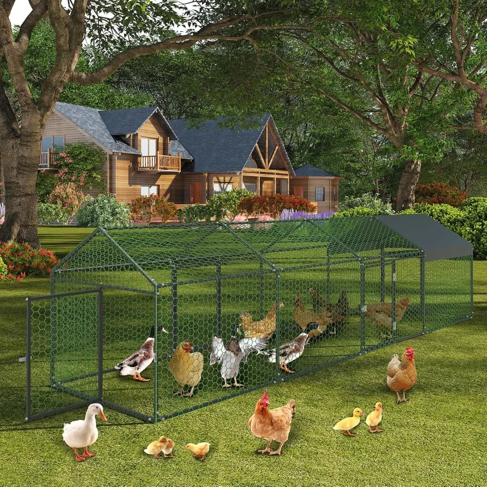 Metal Chicken Coop, 160" x40" x40" Large Chicken Run with 4 Doors, Outdoor Hen House for Yard with Waterproof and Anti-UV Cover,
Metal Chicken Coop, 160" x40" x40" Large Chicken Run with 4 Doors, Outdoor Hen House for Yard with Waterproof and Anti-UV Cover,