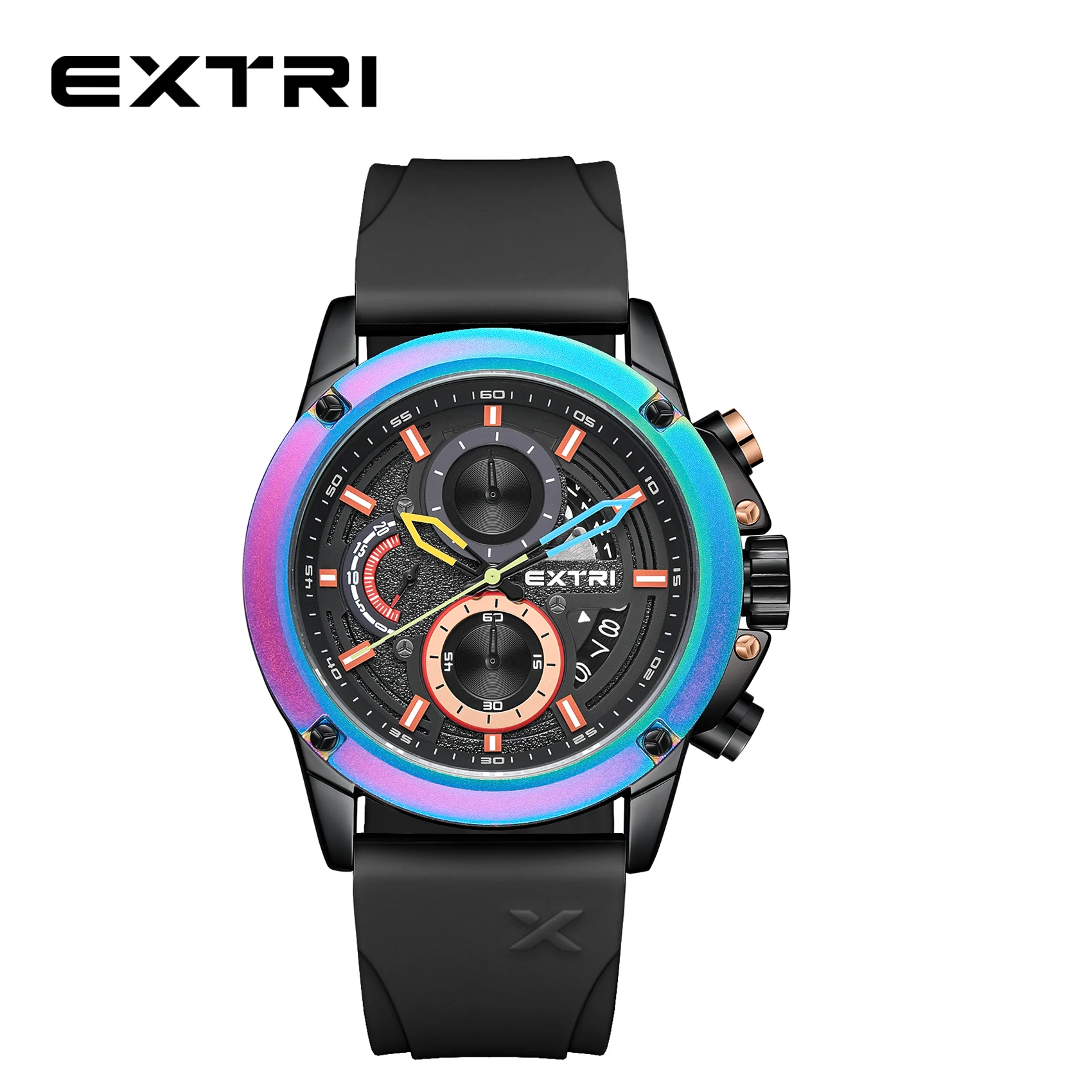 EXTRI Dress Watch For Men Rainbow Case Summer Casual Best Affordable Chronograph Silicone Watches With Calendar Free Shiping
EXTRI Dress Watch For Men Rainbow Case Summer Casual Best Affordable Chronograph Silicone Watches With Calendar Free Shiping