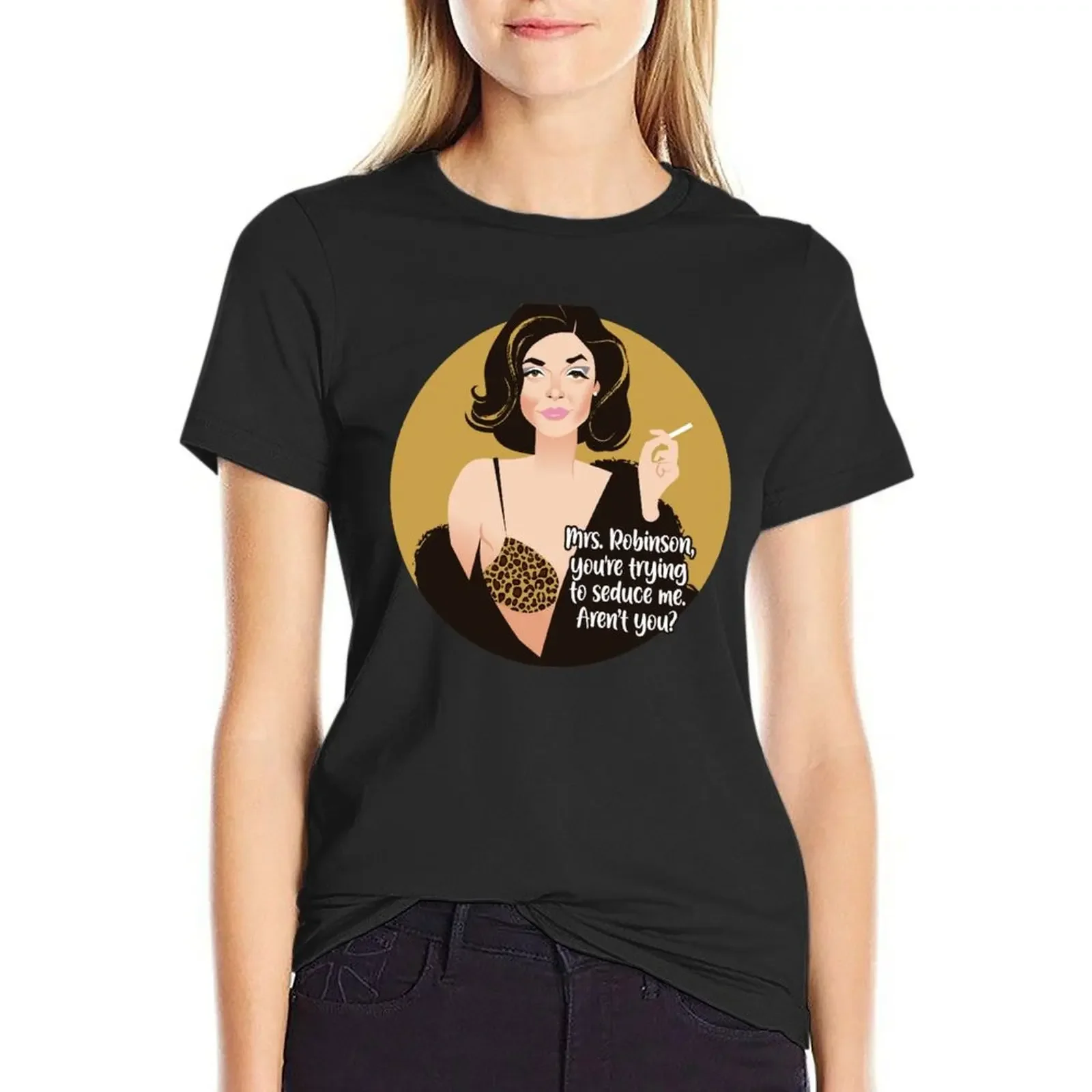 Mrs. Robinson T-Shirt female blanks Short sleeve tee animal print shirt for girls tshirts for Women
Mrs. Robinson T-Shirt female blanks Short sleeve tee animal print shirt for girls tshirts for Women
