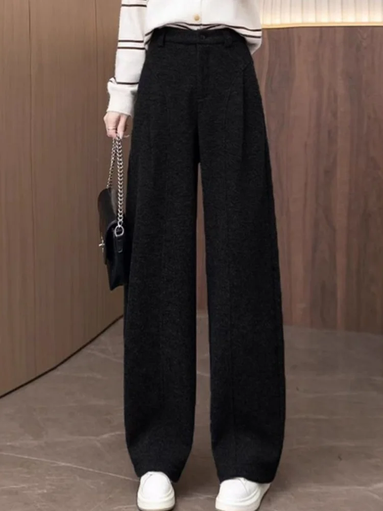 Black Fleece Lined Thickened Slimming Woolen Pants High Waist Straight Leg Wide Leg Knife Trousers for Women Commute Style
Black Fleece Lined Thickened Slimming Woolen Pants High Waist Straight Leg Wide Leg Knife Trousers for Women Commute Style